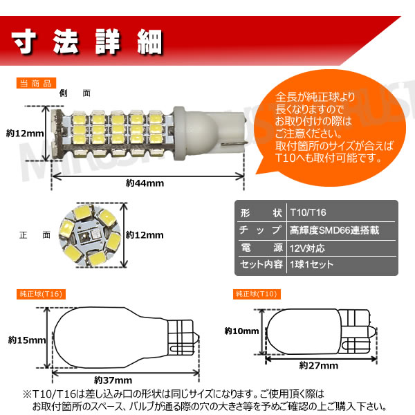 LED T10 T16 ॿ SMD 66Ϣ ۥ磻  LEDݥ Хåˡ1Ĳʡڼưѡۡڥȥۡ1ݾաۡڤڲġ
