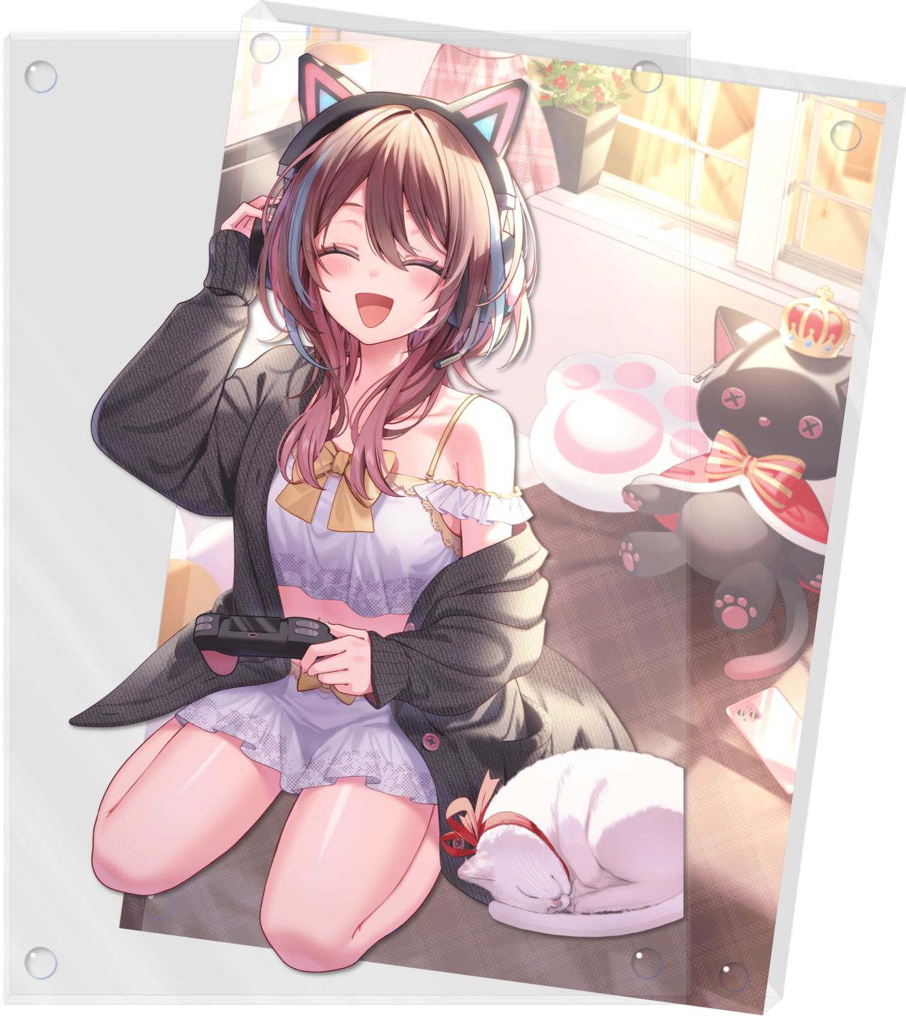りんご♪さん専用 受注生産『林檎さんとおうちで夏休み』二層アクリルブロック