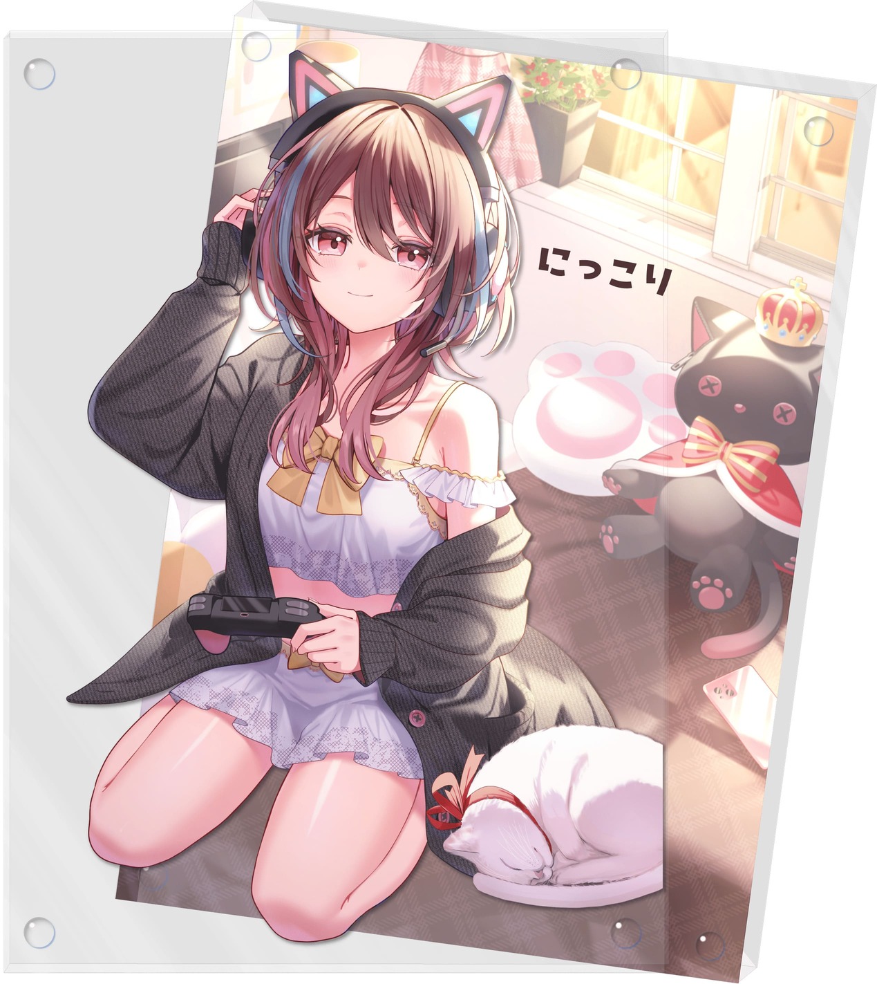 受注生産『林檎さんとおうちで夏休み』二層アクリルブロック