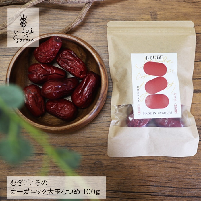 なつめ 無農薬 保存料 無添加 むぎごころのオーガニック和田玉なつめ 100g オーガニック  自然  ドライフルーツ 薬膳