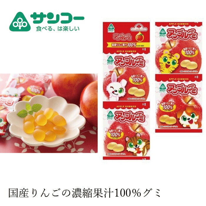 お菓子 健康志向菓子のサンコー アップルグミ 20g×4連 正規品   保存料 無添加