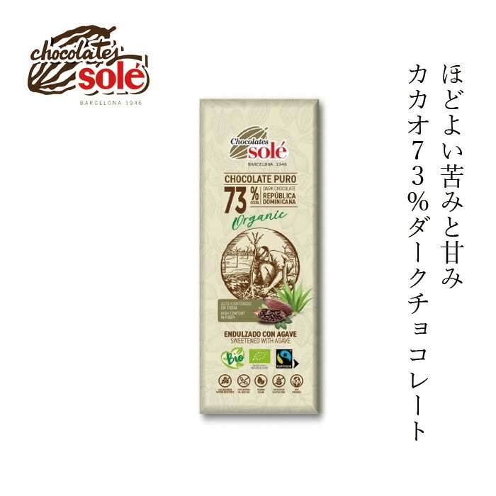 チョコレートソール ダークチョコレート 73％ アガベ 25g 有機JAS認証品 ヴィーガン認定 グルテンフリー 正規品 保存料 無添加 オーガニック    カカオ 高カカオ