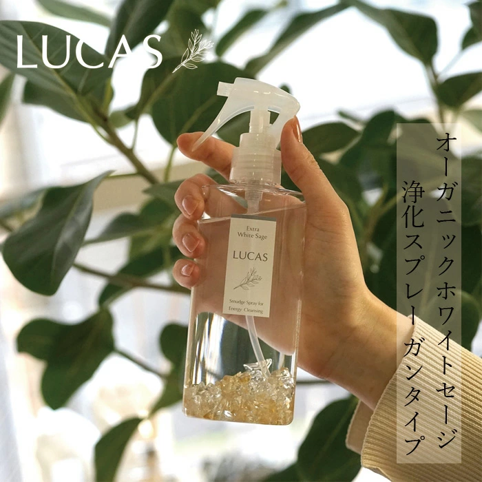 浄化スプレー ルカス LUCAS 浄化スプレーガンタイプ 130ml 正規品 空間浄化 ヨガ 瞑想 マインドフルネス リラックス オーガニックホワイトセージ カリフォルニア産 アクセサリーの浄化 農薬不使用 USDA カリフォルニア認定オーガニック農家