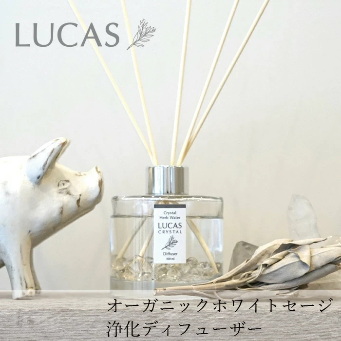 ディフューザー ルカス LUCAS 浄化ディフューザー 100ml 正規品 空間浄化 ヨガ 瞑想 マインドフルネス リラックス オーガニックホワイトセージ カリフォルニア産  農薬不使用 USDA カリフォルニア認定オーガニック農家