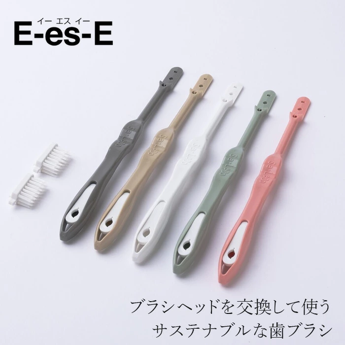 歯ブラシ E-es-E サレドミュー ハニカム レギュラー 替ブラシ２ヶ付 正規品 硬さふつう 六角形ブラシ ブラシ交換 プラスチックごみ削減 サステナブル エコ歯ブラシ 環境にやさしい 側面エッジ 汚れ除去 イーエスイー