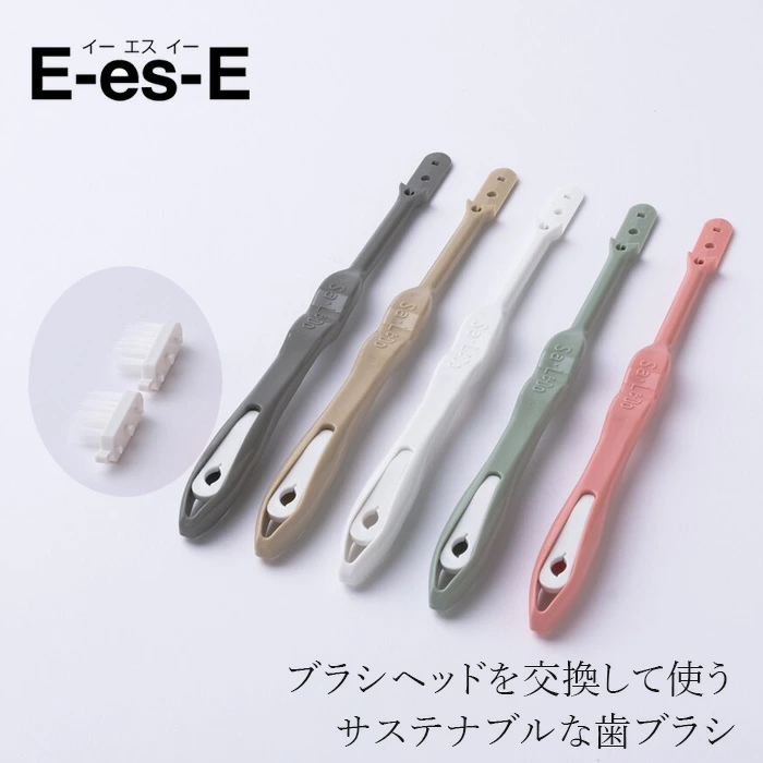 歯ブラシ E-es-E サレドミュー ハニカム コンパクト 替ブラシ２ヶ付 正規品 硬さふつう 六角形ブラシ ブラシ交換 プラスチックごみ削減 サステナブル エコ歯ブラシ 環境にやさしい 側面エッジ 汚れ除去 イーエスイー