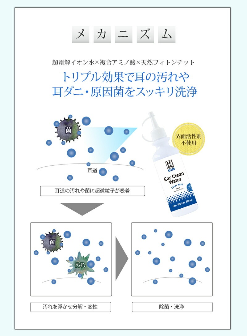 耳 洗浄液 無添加 A.P.D.C イヤークリーンウォーター ＜スプレータイプ＞100ｍl ペット用 耳洗浄液 オーガニック 正規品 APDC 天然 ナチュラル 水無し 自然 犬用