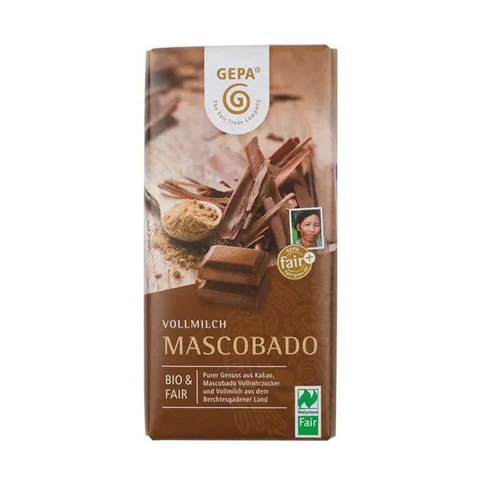 チョコレート GEPA ビオ マスコバドミルクチョコレート 100g 正規品オーガニック 保存料 無添加 フェアトレード ノンケミカル 自然 マスコバド糖 フェアトレードミルク ゲパ
