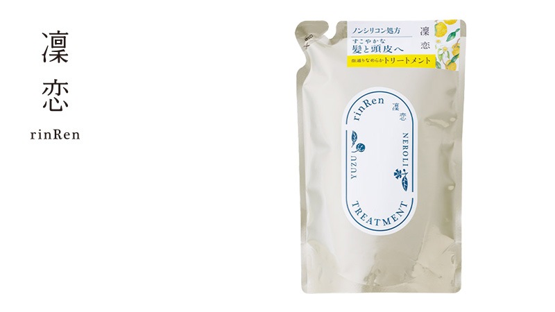 トリートメントー 凜恋（リンレン） トリートメント ユズ＆ネロリ つめかえ 400mL 購入金額別特典あり 正規品 ヘアケア 天然 自然 ナチュラル 植物由来成分 ノンシリコン ハリ コシ 頭皮ケア コカミドプロピルベタイン rinRen
