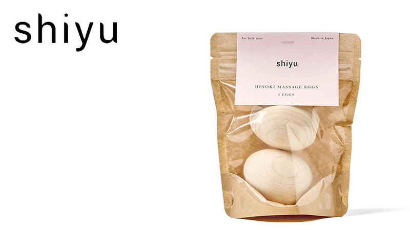 マッサージボール shiyu シユ ヒノキマッサージエッグ２個入り 正規品 国産ヒノキ 間伐材 手にフィット 卵型 フェイスライン 足つぼ セルフケア narow ナロー