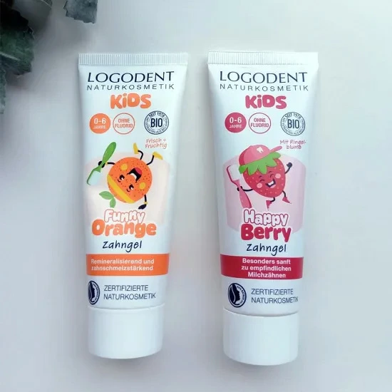 子ども用歯みがきジェル ロゴナ キッズ はみがきジェル ＜ハッピーベリー＞ 75ml 正規品 無添加 ストロベリー味 キッズ歯みがき キッズオーラルケア 乳歯ケア 子ども用ハミガキ フッ素フリー デンタルケア カレンデュラエキス ネイトゥルー認証 LOGONA