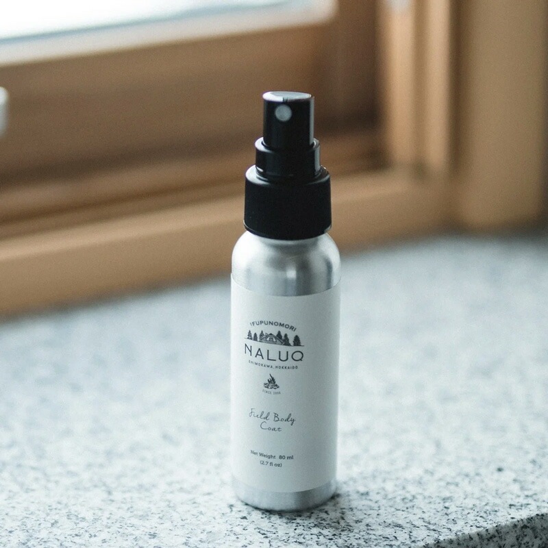 アウトドアミスト NALUQ フィールドボディーコート 80ml 無添加 正規品 国内産 ディート不使用 ナチュラル 天然 北海道産原料 オーガニック認証原料 北海道産和薄荷 アウトドアスプレー ナルーク フプの森