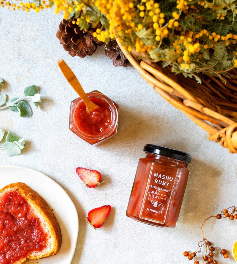 ジャム my Honey いちごジャム 摩周ルビー 150g 正規品 日本製 ハンガリー産アカシアはちみつ 非加熱生はちみつ 砂糖不使用 北海道産いちご 弟子屈町 低GI食品 マイハニー