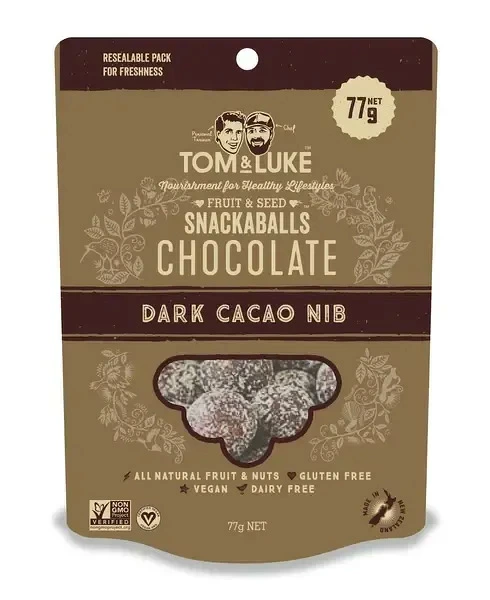 ブリスボール TOM&LUKE フルーツ＆ナッツチョコレートボール カカオニブ 77g 正規品 トムアンドルーク チョコレートボール チョコレートスナック ダークチョコレート フルーツ ナッツ ヴィーガン 砂糖不使用 おやつ 間食 グルテンフリー