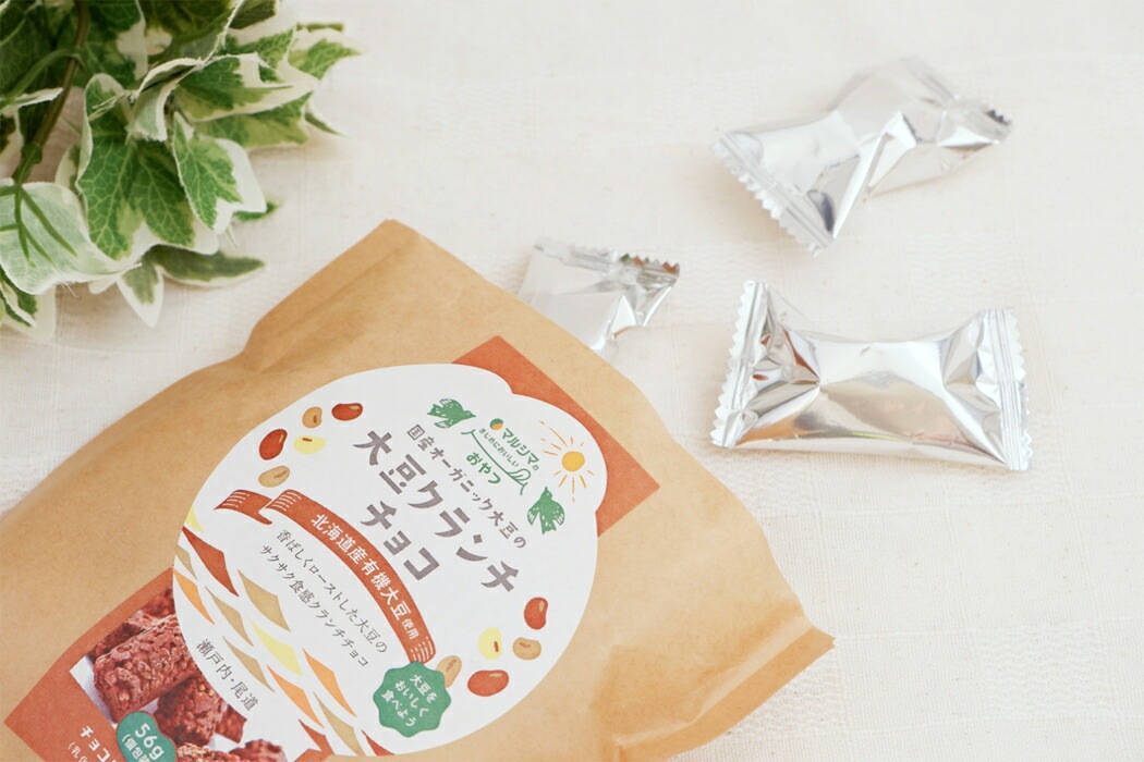 クランチチョコ マルシマ 国産オーガニック大豆の大豆クランチチョコ 56g（10個入） 正規品 国内産 保存料 無添加 オーガニック 無農薬 有機   純正食品マルシマ