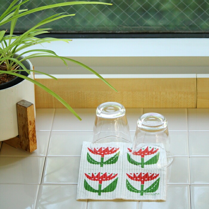 森のふきん エコンフォートハウス スポンジワイプ ベングト＆ロッタ チューリップコースター オーガニック 無添加 正規品 天然 自然 ナチュラル サスティナブル サステナブル セルロース スポンジ