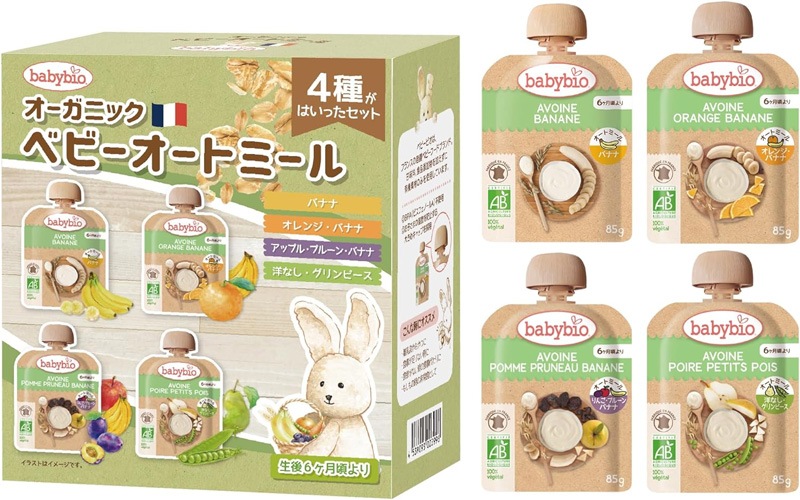 オーガニックスムージー ベビービオ ベビーオートミール4種セット 85g×4 正規品 フランス 保存料 無添加 オーガニック 有機 エコサート 有機JAS 砂糖不使用 常温保存可能 保存食 有機ベビーフード 離乳食 そのまま食べられる