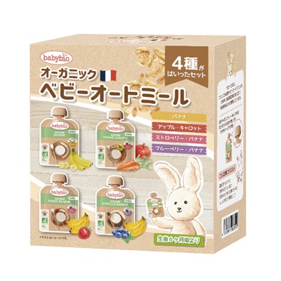 オーガニックスムージー ベビービオ ベビーオートミール4種セット 85g×4 正規品 フランス 保存料 無添加 オーガニック 有機 エコサート 有機JAS 砂糖不使用 常温保存可能 保存食 有機ベビーフード 離乳食 そのまま食べられる