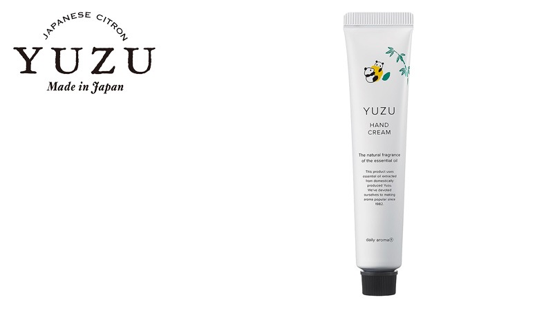 ハンドクリーム 高知県産YUZU ミニハンドクリーム パンダ 20g 正規品 日本製 ハンドケア ネイル 保湿 天然 ナチュラル 高知県産柚子 もぎたてゆずの香り ユズ精油 合成香料不使用 動物性原料不使用  ユズセラミド デイリーアロマジャパン