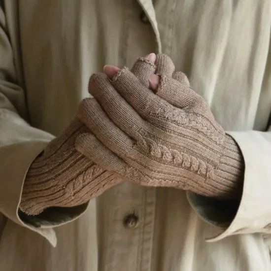 手袋 天衣無縫 ヤクとオーガニックコットン 縄編み手袋  オーガニック 毛 ヤク 正規品 ホールガーメント 無農薬 ノンケミカル てんいむほう