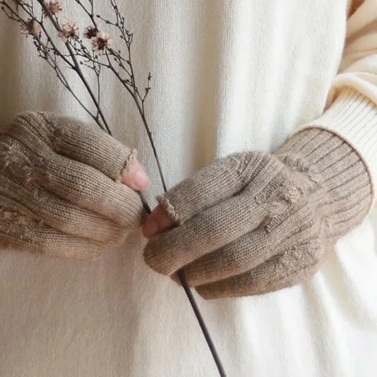 手袋 天衣無縫 ヤクとオーガニックコットン 縄編み手袋  オーガニック 毛 ヤク 正規品 ホールガーメント 無農薬 ノンケミカル てんいむほう
