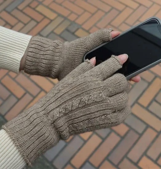 手袋 天衣無縫 ヤクとオーガニックコットン 縄編み手袋  オーガニック 毛 ヤク 正規品 ホールガーメント 無農薬 ノンケミカル てんいむほう