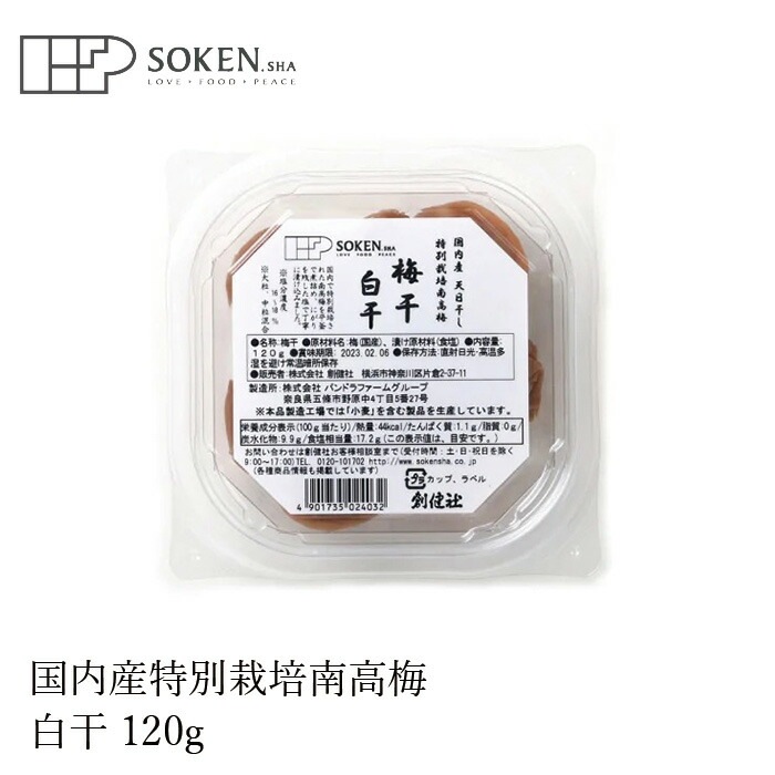 梅干し 創健社 国内産特別栽培南高梅 白干 120g 正規品   保存料 無添加