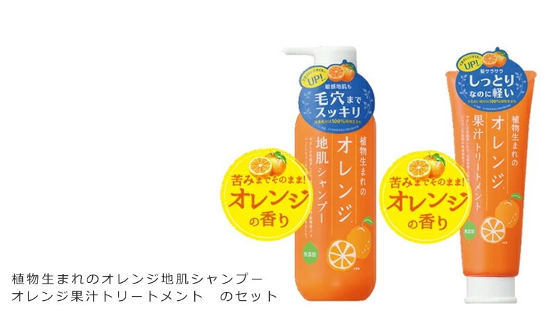 ヘアケア セット ノンシリコン 植物生まれ（オレンジ） 植物生まれのオレンジ地肌シャンプーS 400ml、植物生まれのオレンジ果汁トリートメンN 250g　のセット 正規品 オーガニック 無添加 石澤研究所 頭皮ケア