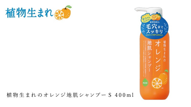 シャンプー ノンシリコン 植物生まれ（オレンジ） 植物生まれのオレンジ地肌シャンプーS 400ml 正規品 オーガニック 無添加 石澤研究所 ヘアケア 天然 ナチュラル ノンケミカル 自然 頭皮ケア オレンジの香り