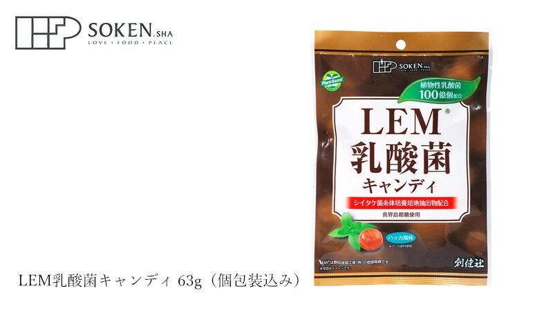 飴 創健社 LEM乳酸菌キャンディ 63g（個包装込み） 正規品 国内産   保存料 無添加
