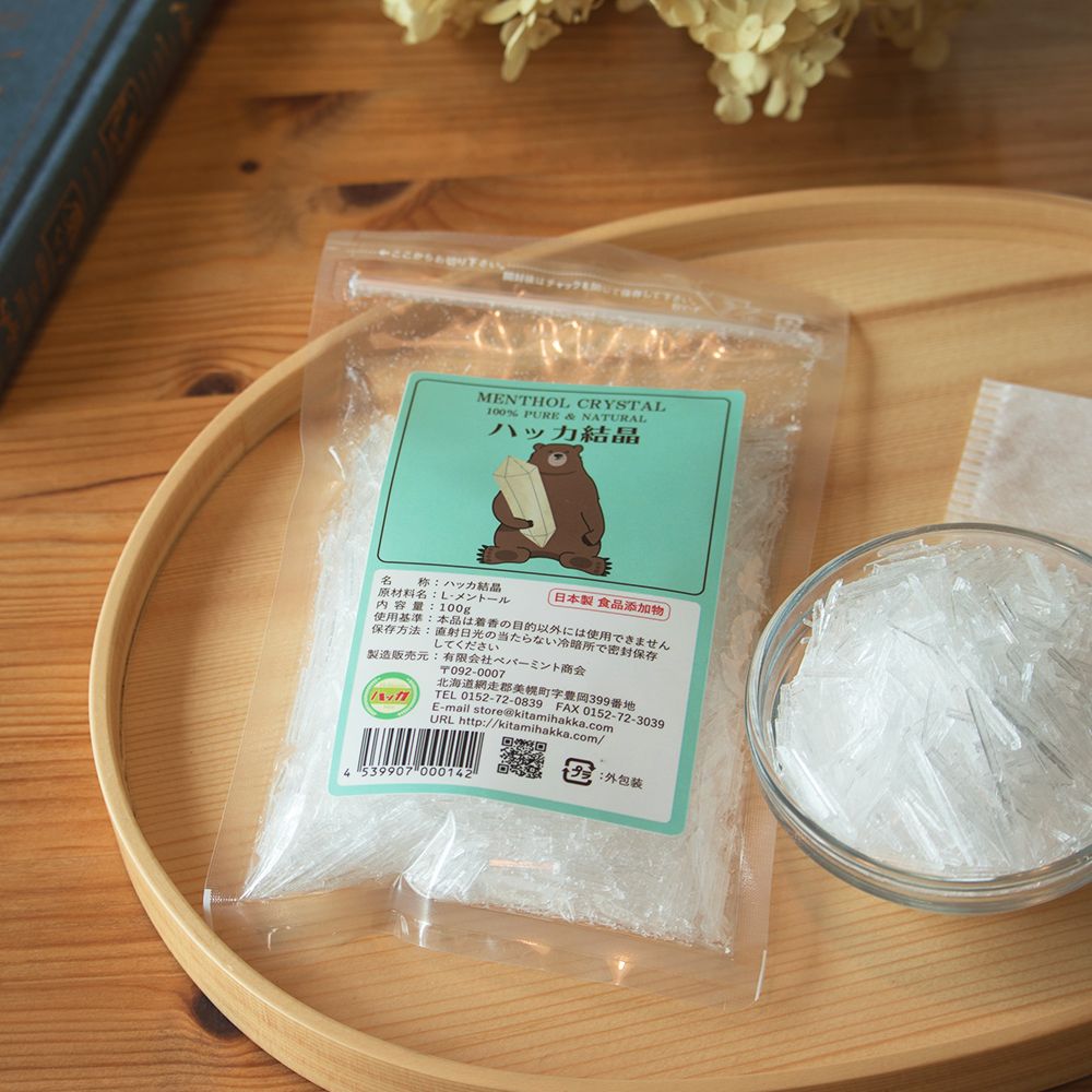 ハッカクリスタル ペパーミント商会 ハッカ結晶（クリスタル） 100g 食品添加物 正規品 保存料 無添加 食品 アロマ ミントオイル 和種薄荷 リフレッシュ 清涼感 消臭剤 お菓子作り