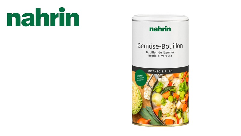 野菜ブイヨン nahrin ナリン ベジタブルブイヨン 390g パウダータイプ アルプスの岩塩 万能調味料 減塩 うまみ調味料・動物性原料・化学調味料・遺伝子組換え・着色料不使用・香料・パーム油不使用 ヴィーガン スープの素 溶けやすい スイス