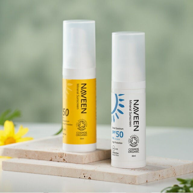 UVクリーム 無添加 ナヴィーン ミネラルサンスクリーン SPF50 30ml クリーム オーガニック ナチュラル ノンケミカル 自然 スキンケア 天然 日焼け止め uv 白色 NAVEEN