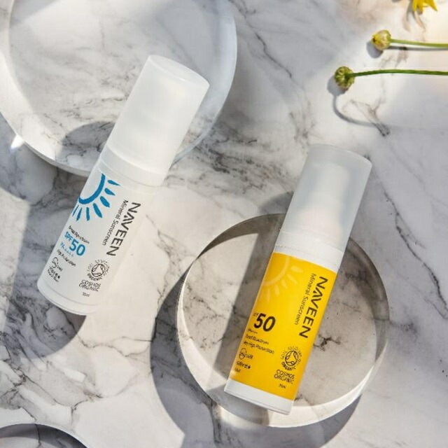 UVクリーム 無添加 ナヴィーン ミネラルサンスクリーン SPF50 30ml クリーム オーガニック ナチュラル ノンケミカル 自然 スキンケア 天然 日焼け止め uv 白色 NAVEEN