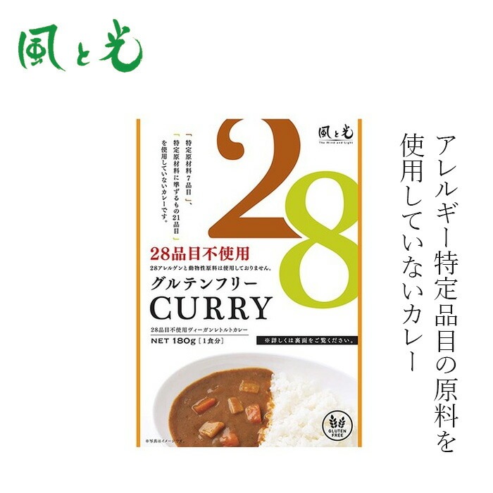 レトルトカレー 風と光 28品目不使用ヴィーガンレトルトカレー 180g ヴィーガン 正規品 国内産  動物性原料不使用 植物性カレー