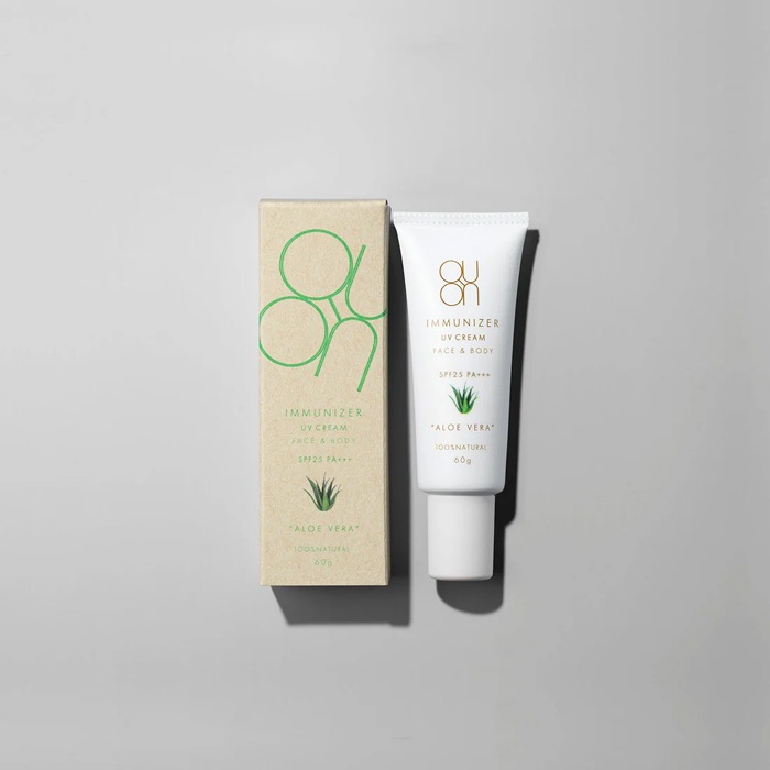 日焼け止め QUON クオン イミュナイザー UVクリーム 60g SPF25 PA+++ 購入金額別特典あり オーガニック 国産原料 自然栽培原料 正規品 紫外線吸収剤不使用 化粧下地 UVカットトーンアップ 保湿 美容保湿成分 天然 ナチュラル ノンケミカル 自然 石鹸でオフ