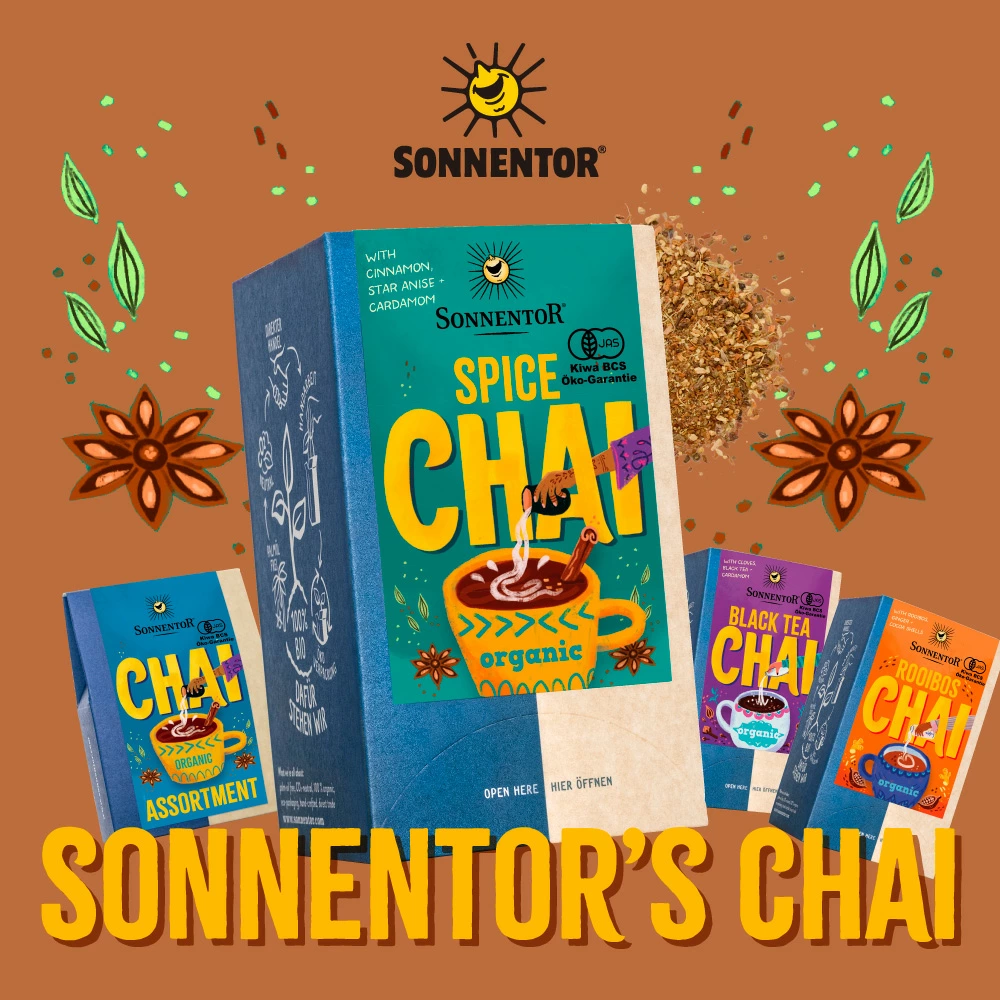 チャイ ゾネントア sonnentor スパイスチャイ 1.8gｘ18袋 ハーブティー 正規品 オーガニック 無農薬 有機 天然 ナチュラル ノンケミカル 自然 EUビオ 有機JAS スパイシー ジンジャー