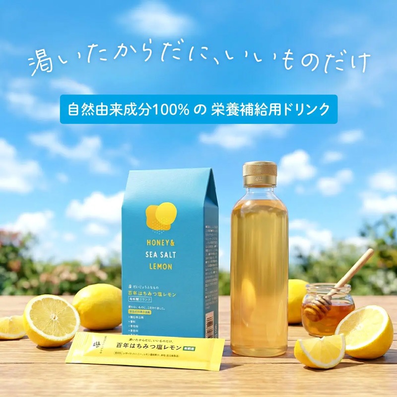 ジュース だいじょうぶなもの 百年はちみつ塩レモン 希釈用ドリンク 1本(23.5g) 500ml分 正規品 濃縮 レザーウッドハニー はちみつレモン 無添加 保存料不使用 やさしい甘さ 自然由来100％ 美容 健康 スポーツ後 ビタミンC クエン酸 ミネラル お試し