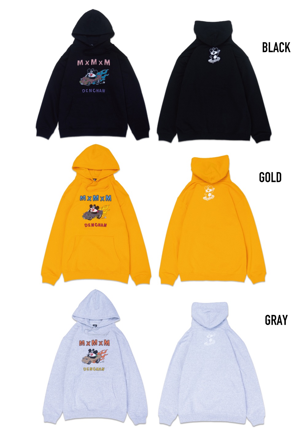 予約・10月納期] でん六 x MxMxM “ピーナッツの車とでんちゃん” HOODIE