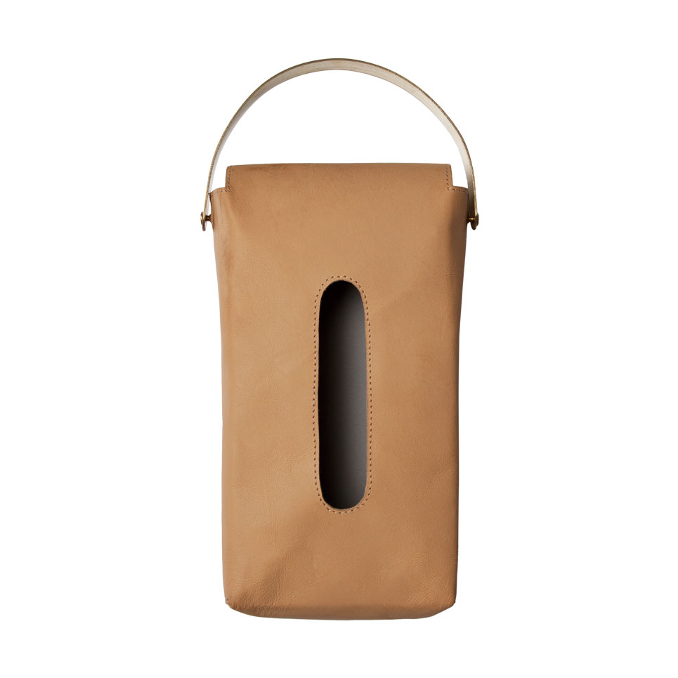 LEATHER TISSUE COVER / Natural