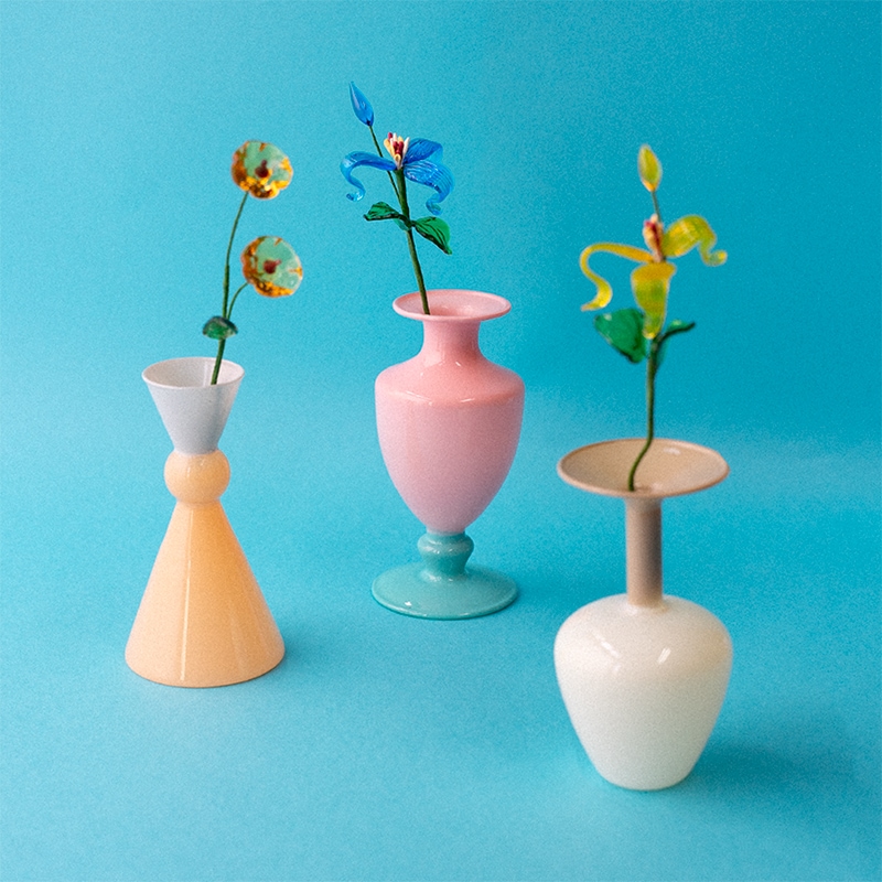 ��SET�����MINI VASE  -TWO TONE- �� ARTIFICIAL GLASS FLOWER 
