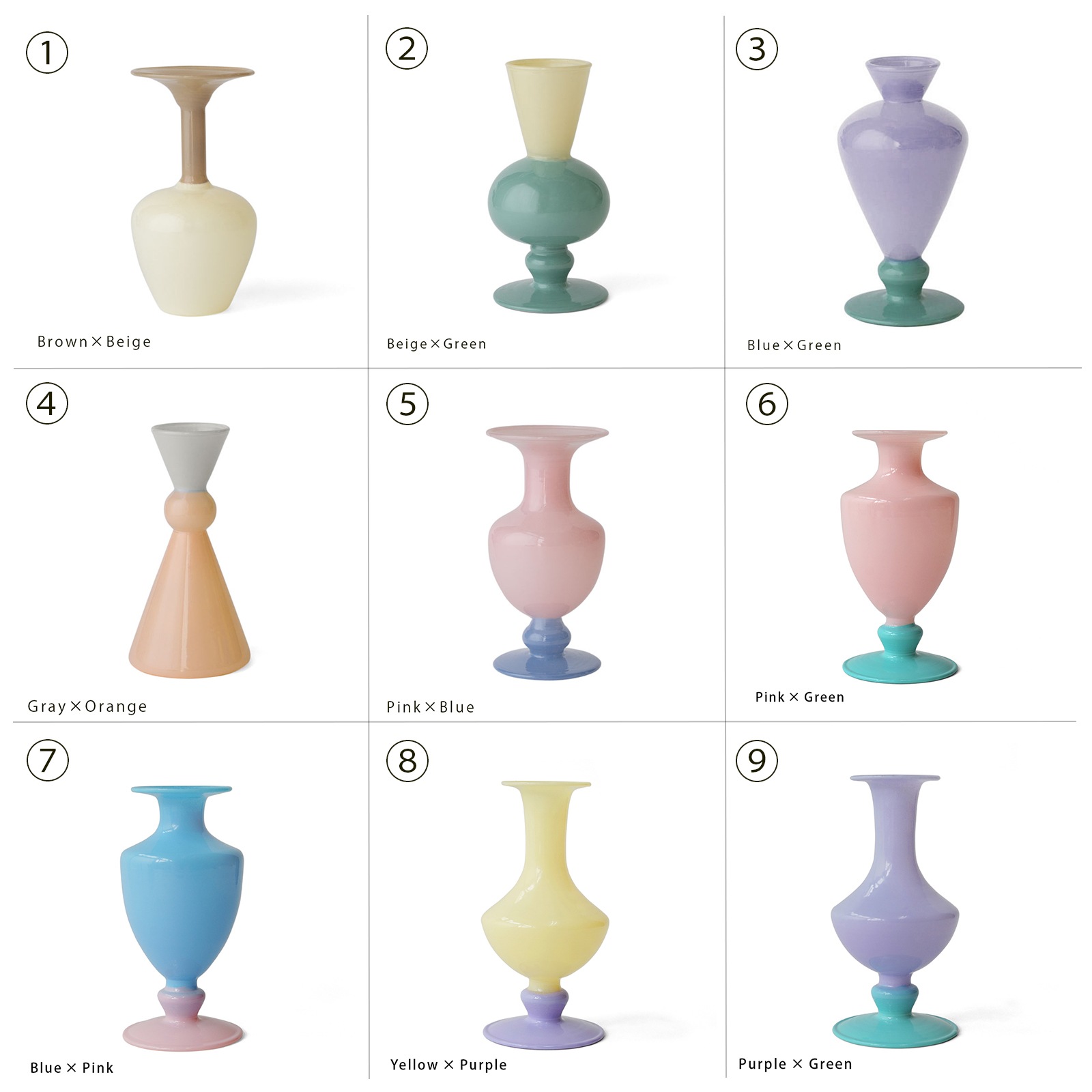 ��SET�����MINI VASE  -TWO TONE- �� ARTIFICIAL GLASS FLOWER 
