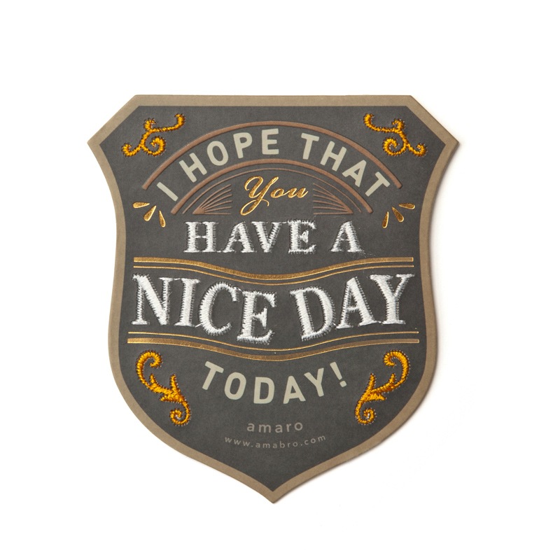 EMBROIDERY MESSAGE CARD -COLLEGE- / Have a Nice Day