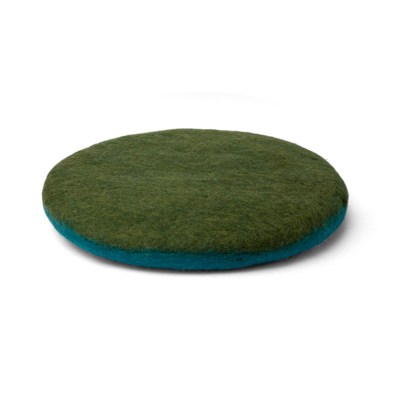 FELT ROUND CUSHION / Green��Turquoise