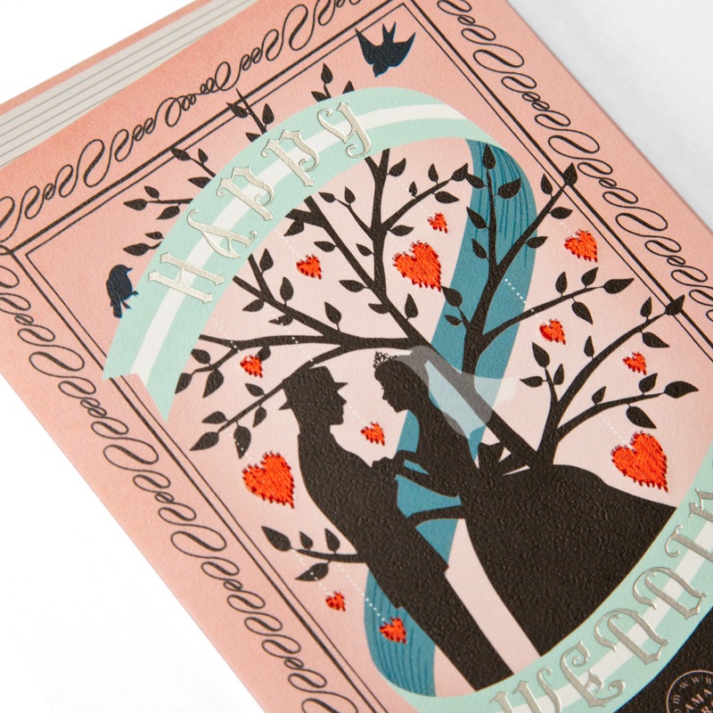 EMBROIDERY MESSAGE CARD / Happy Wedding