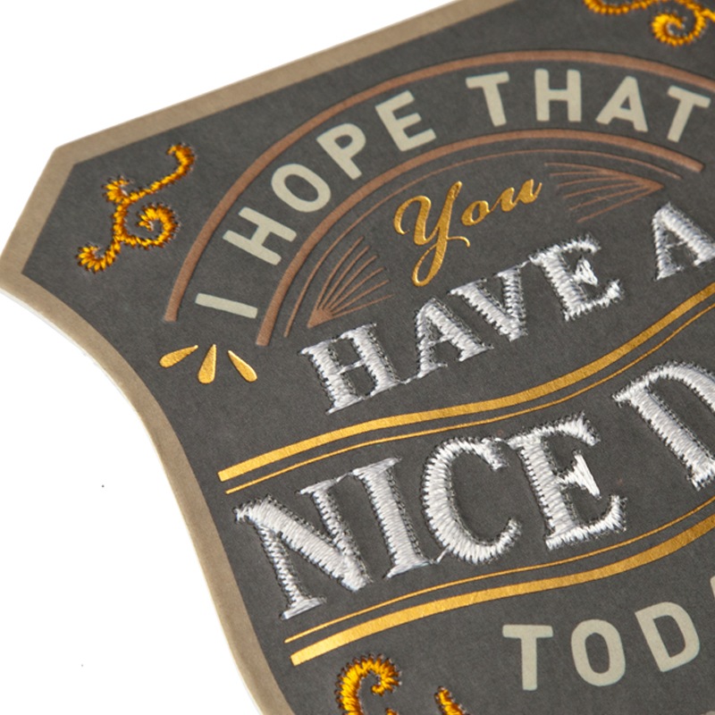 EMBROIDERY MESSAGE CARD -COLLEGE- / Have a Nice Day