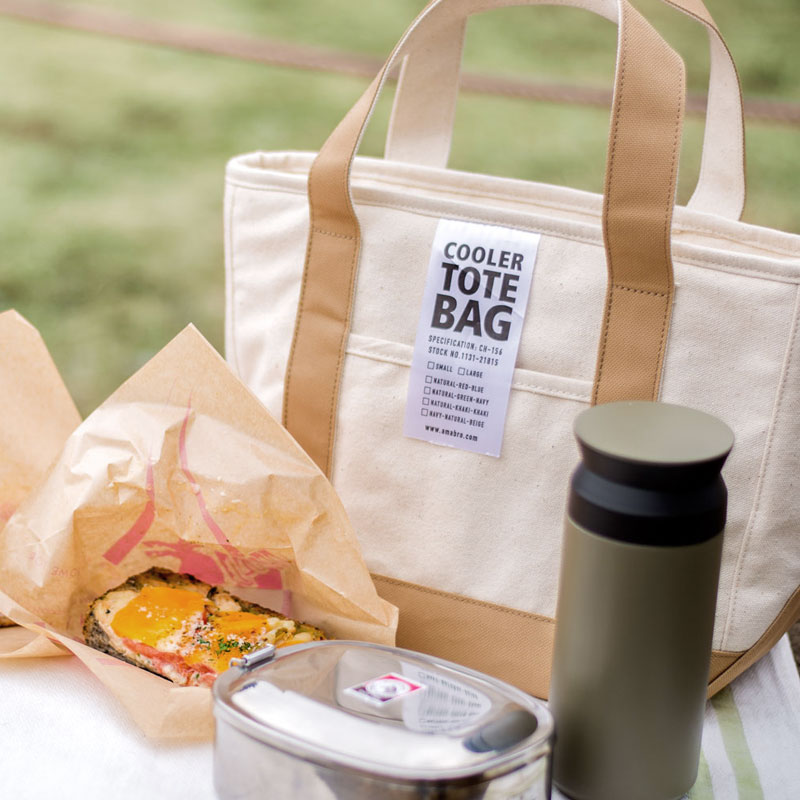 COOLER TOTE BAG / Black �� Natural(L)