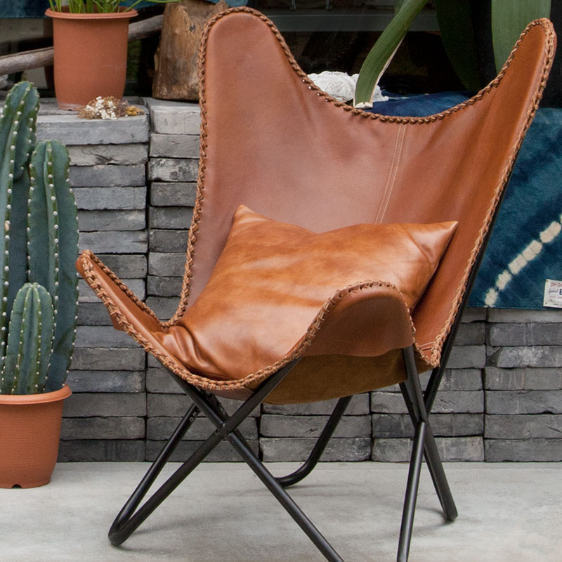 LEATHER CUSHION COVER / Black
