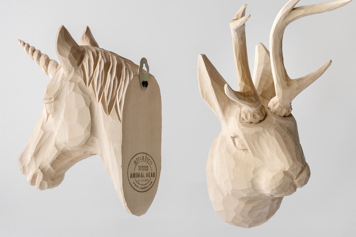 WOOD ANIMAL HEAD / Unicorn