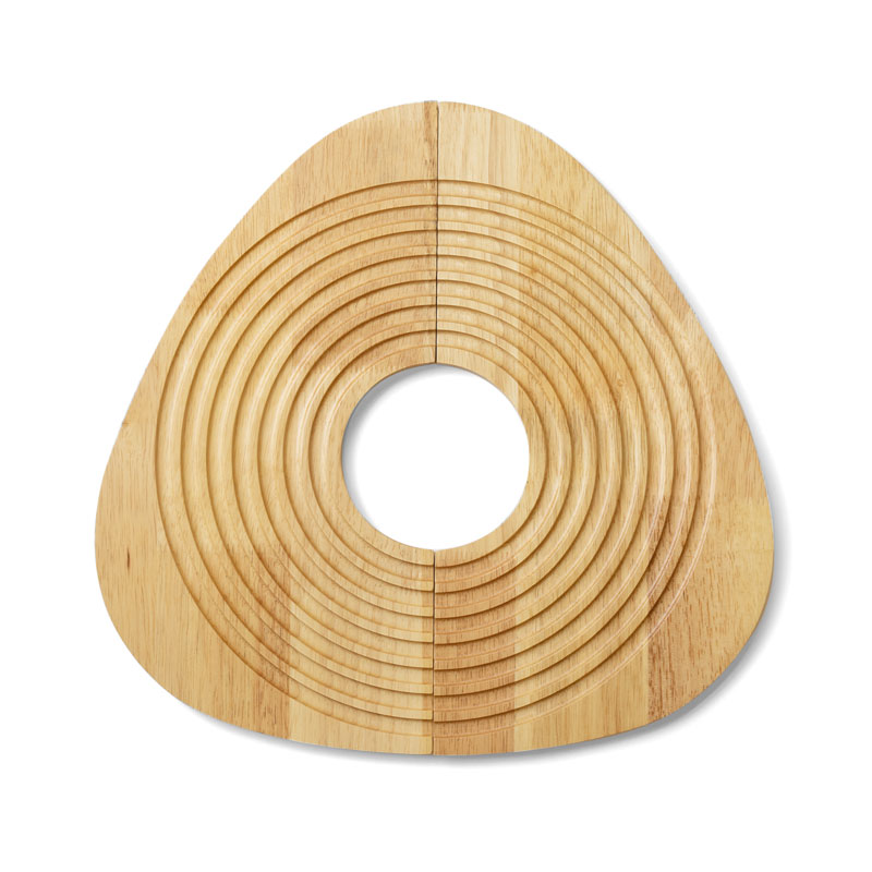 WOOD CIRCLE TRAY -Triangle Natural - 2color / 2size